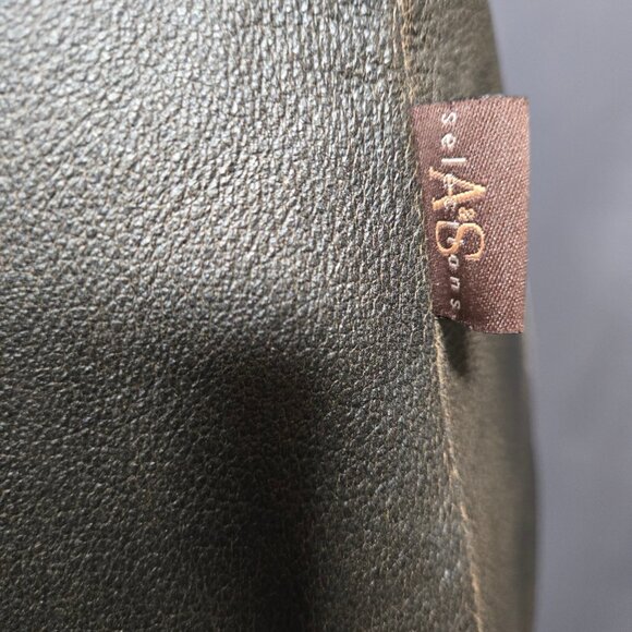 Y2K Brown leather Mini Skirt Size M Belted Zip Front Distressed Lined - Picture 5 of 10